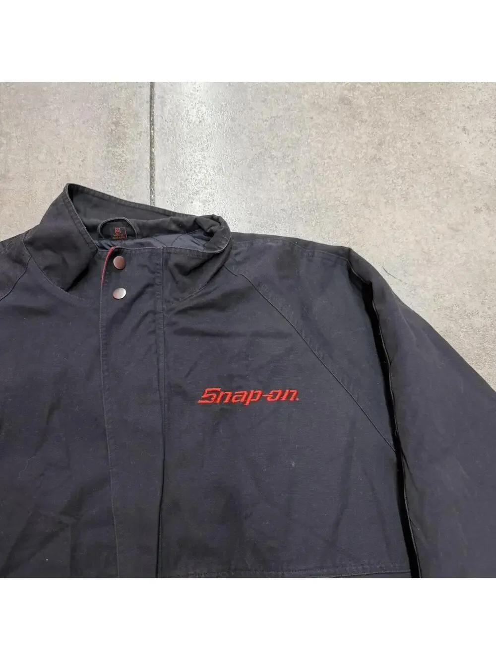 vintage snap on racing black zip up bomber jacket size xl
